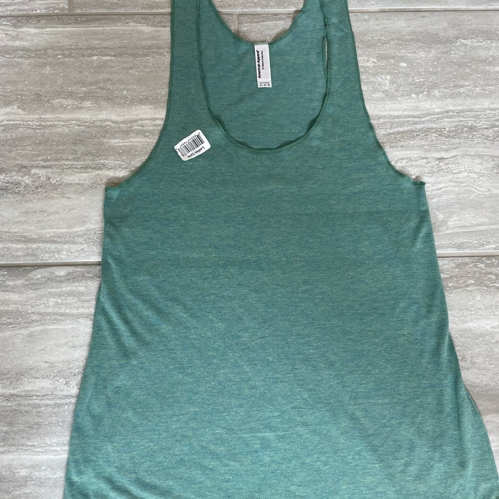 Tri Evergreen & Tri Lemon American Apparel Tri-Blend Sleeveless Racerback Tank - Picture 6 of 12